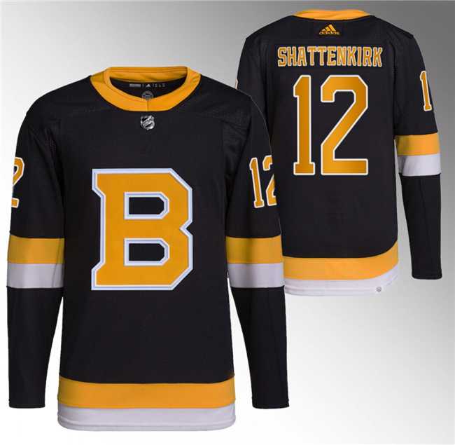 Mens Boston Bruins #12 Kevin Shattenkirk Black Home Breakaway Stitched Jersey